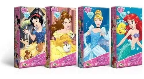 Kit 4 Quebra Cabeça 60 Peças Princesas Disney - Toyster