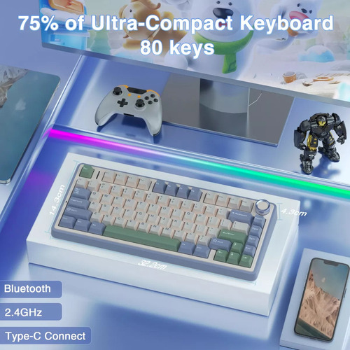 Q0q Teclado De Aula Rgb Inalámbrico F75 Personalizado Con