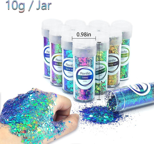 Renfio Camaleón Chunky Glitter, 16 Colores Cambio De Color R