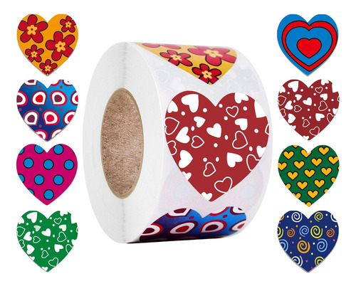 4 Paquete De 2-4 500 Pegatinas De Corazón Funky, 4 Piezas