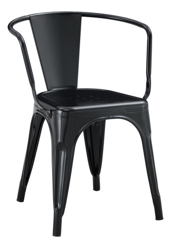 Silla De Comedor Con Apoyabrazo Tolix Zhome X4 Reforzada De Hierro Estructura De La Silla Negro Asiento Negro Diseño De La Tela Metal