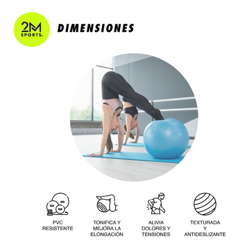 Imagen 3 de 10 de Pelota Esferodinamia Fitness Pilates Yoga 75 Cm 2msports