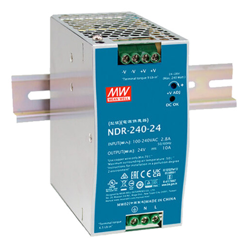 Fuente De Poder 24vdc 10amp Inp 90-264v Meanwell Ndr-240-24