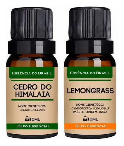 Kit 2 Óleos Essenciais 10ml - Cedro Da Virgínia + Lemongrass