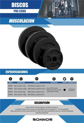 Disco 2,5 Kg. Pvc 25 Mm. Precio X U. Pesas