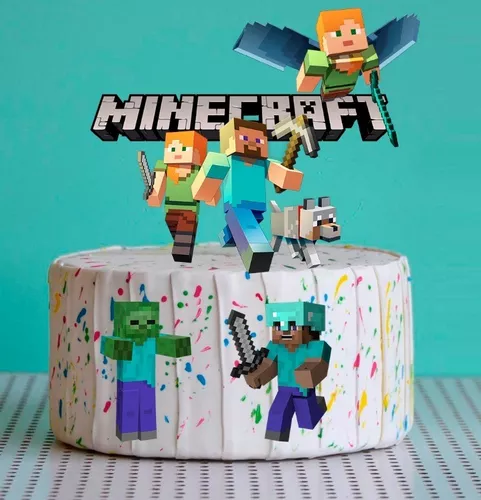 Topo de bolo personalizado Minecraft - Loja de Balões, Artigos