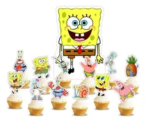 Comprar Topper Cupcake Adorno Pinchos Muffins X12 Bob Esponja