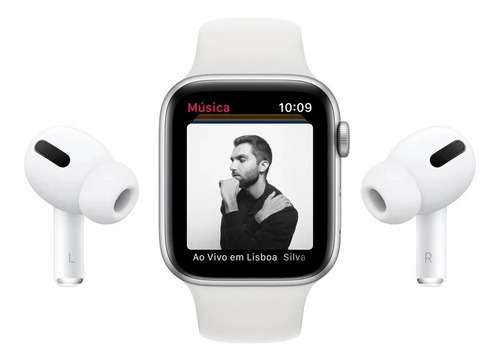 Imagem 8 de 9 de Apple Watch SE (GPS, 40mm) - Caixa de alumínio galactic silver - Pulseira esportiva Branco
