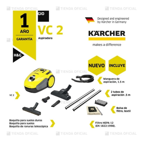 Imagen 3 de 8 de Aspiradora Karcher Para Polvo Modelo Vc 2 Tienda Oficial