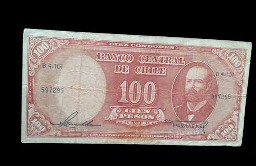 Billete Chile 100 Pesos Maschke Herrera Casa De Moneda