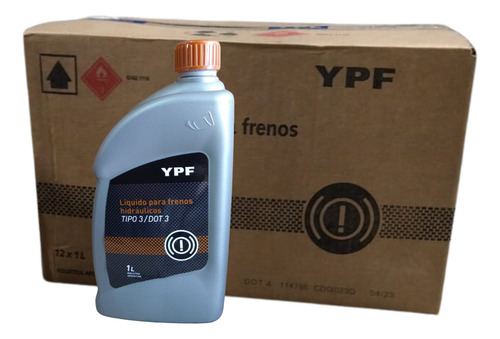 Liquido De Frenos Dot 3 Ypf 1 Litro X 12 Unidades  Ypf