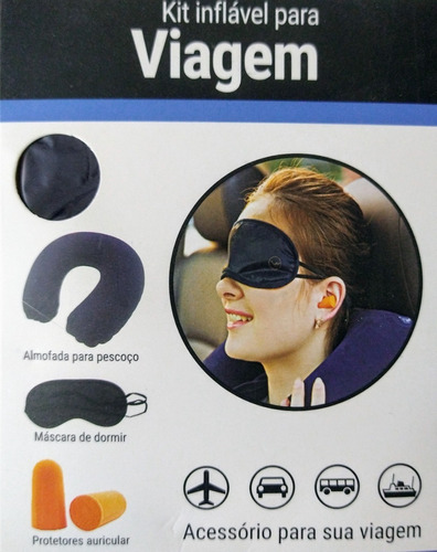 Pacote Viagem Almofada Pescoço, Mascara + Protetor Auricular