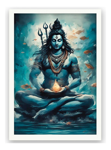 Cuadro Dios Shiva Hindú Hinduismo India Madera Vidrio R15