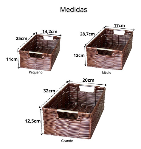 Jogo De 5 Cestos Organizadores Decoração Multiuso Cozinha
