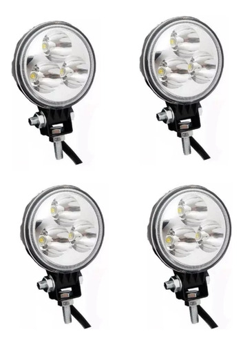 Faro Led Auxiliar X4 Redondo 35mm 3 Led Blanco 12w Auto 4x4 