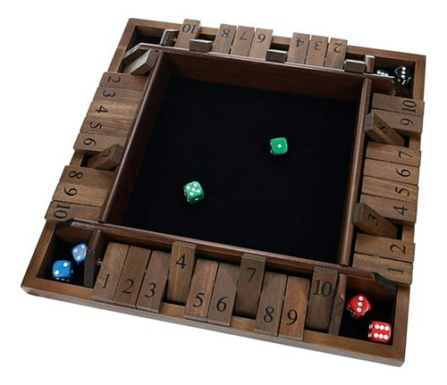 Juego Mesa Madera 4 Jug. Shut Box Nogal