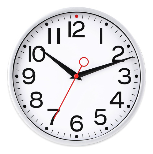 Reloj De Pared Decorativo Qwanpet 22.86 Cm Plateado Silencio