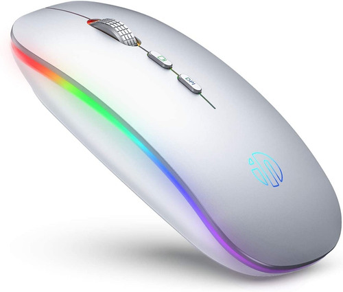Mouse Bluetooth Inalámbrico Led Rgb Silencioso Recargable Color Gris