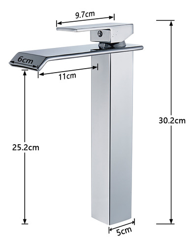 Grifo de baño Cascata Bica Alta Finish de una sola manija