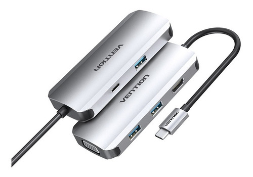 Hub Multipuerto 5 En 1 Usb C Hdmi Vga Usb Con Carga Vention