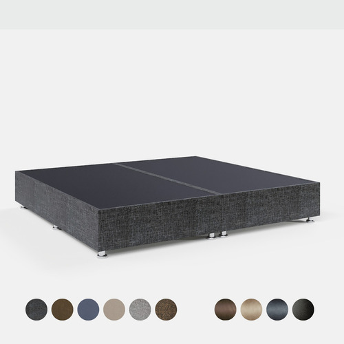 Base Cama Box De Madera Con Tapiz King Size Super Precio Color Lino Gris Oxford