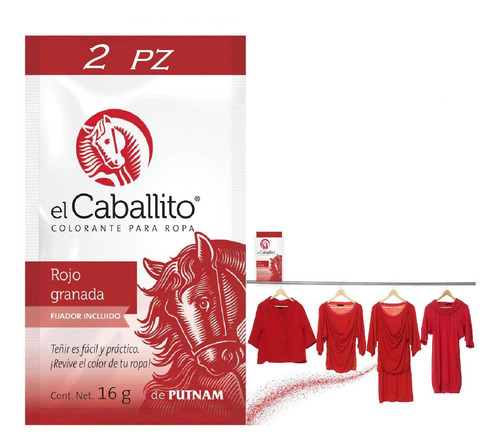 Colorante Caballito Teñir Telas Ropa Tye Rojo Granada (2pz)