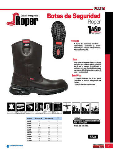 Botas De Seguridad Tipo Roper Con Casquillo De Acero #26 Cm