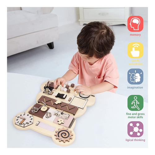 Panel Sensorial Oso Madera Bebe Juguete