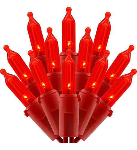 Luces Led Rojas De Navidad Con Alambre Rojo, Juego De 200 Lu