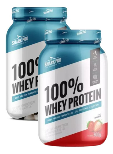 Suplemento em pó Shark Pro  Pro 100% Whey Protein proteínas 100% Whey Protein sabor  morango em pote