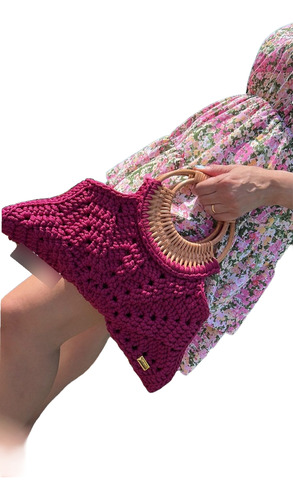 Bolsa/clutch Artesanal De Crochê Taartecrochê - Magenta Magenta
