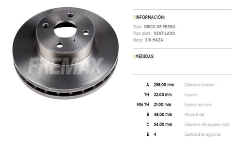 Disco Freno Delantero Corolla 1.8 Manzana 55 Mm 1997 12370