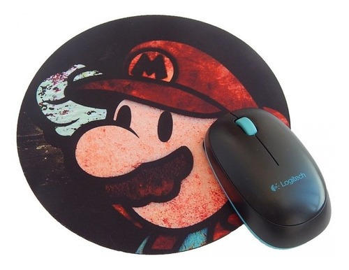 Mouse Pad Redondo Mario Pintura Cor Branco