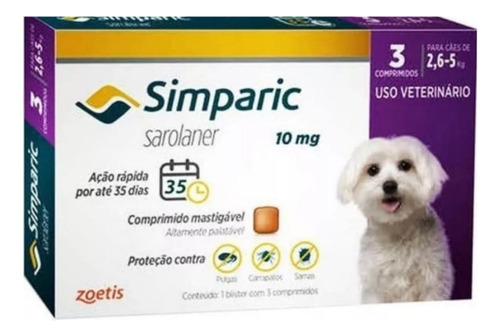 Simparic 10mg 2,6 A 5kg 3 Comprimidos