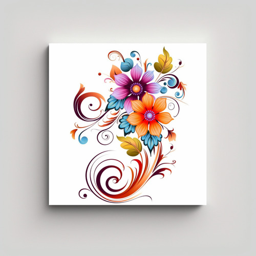 Tatuaje Floral En Canva: Vitalidad Y Belleza 30x30cm Flores