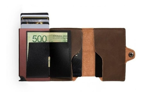 Imagen 5 de 5 de Billetera Walla Wallets Doble - Vintage Pardo