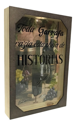 6 Und. Porta Rolhas De Vinho Quadro Madeira E Vidro