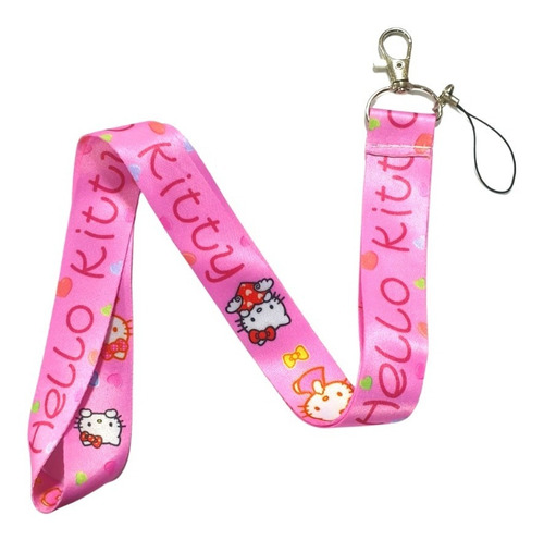 Lanyard Porta Credencial Modelo Hello Kitty Corazones
