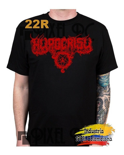 Camiseta Hypocrisy Logo Death Metal Tipo Retro Pixel Rc