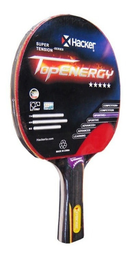 Paleta Ping Pong Tenis De Mesa Hacker Top Energy 5* Pro