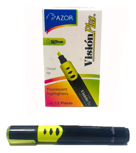 Marcatextos, Vision Plus, Amarillo Fluor, 1 Caja/12 Pzs. Amarillo