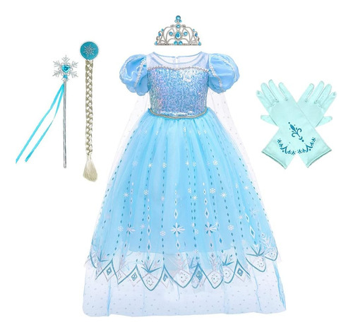 Cinheyu Disfraz De Princesa Elsa Niñas Vestido De Tul Congel