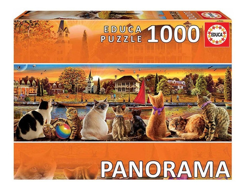 Imagen 1 de 5 de Puzzle Rompecabeza 1000 Pzs Gatos En El Embarcadero Panorama