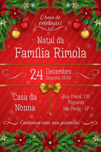 Convite Cartão Festa De Natal Comemoração Ceia Papai Noel 90