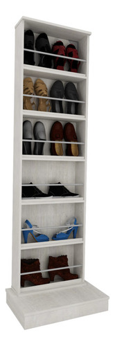 Botinero Zapatero Recibidor Organizador Mueble De Guardado De Zapatos Con Estantes Flotante Y Puerta Con Espejo Y Base Corsa Color Blanco