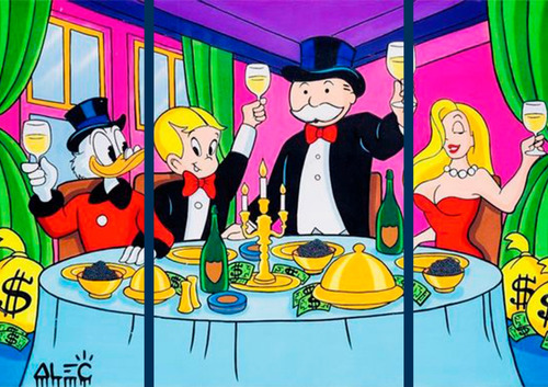 Cuadro Decorativo Cena Alec Monopoly Tio Rico En 3 Piezas 