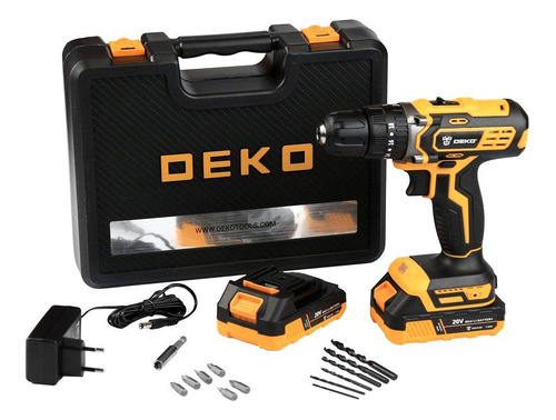 Furadeira parafusadeira sem fio Deko DEKO-DKCD20ID01-5S3 + 2 baterías de 1.5Ah com maleta de transporte