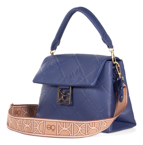 Bolsa Satchel Cloe Para Mujer Tapeta Con Broche Imán Color Azul marino