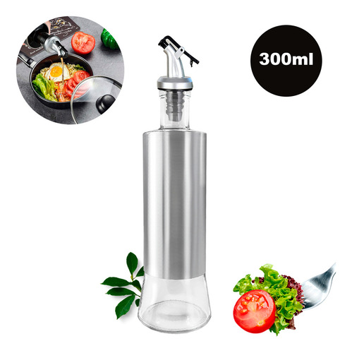 Yab - Kit 2 Galheteiros Porta Azeite Vinagre E Óleo C/ Dosador Inox 300 Ml Gourmet Premium