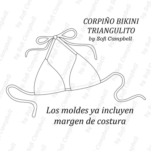Molde Digital Corpiño De Bikini Para Imprimir En Hoja A4